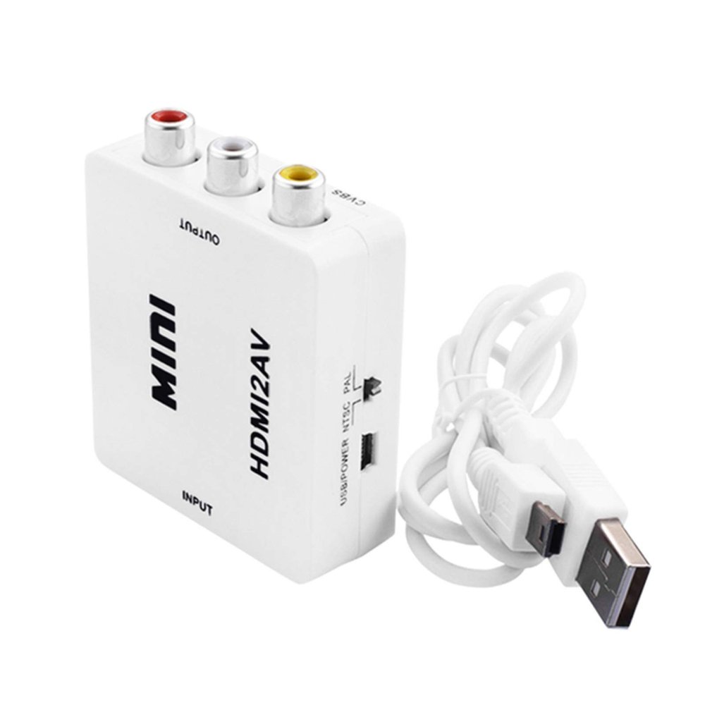 Arinda 1080P HDMI to AV Converter Female to Female Audio Video AV Adapter Converter Box for Television
