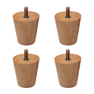 Mid-Century Modern Straight Tapered Solid Oak Furniture Legs,M8 Threaded Rod Sofa Legs Coffee Table Legs,6-70cm,for Bedside Table,Shoe Cabinet,Dressing Table,4pcs (8cm/3.1in)