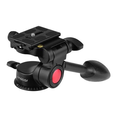 Andoer Tripod head 3 way damping video head made of aluminium alloy 3 dimensional tripod head with pan bar handle support 360 panoramic photography for most DSLR ILDC cameras tripod monopod
