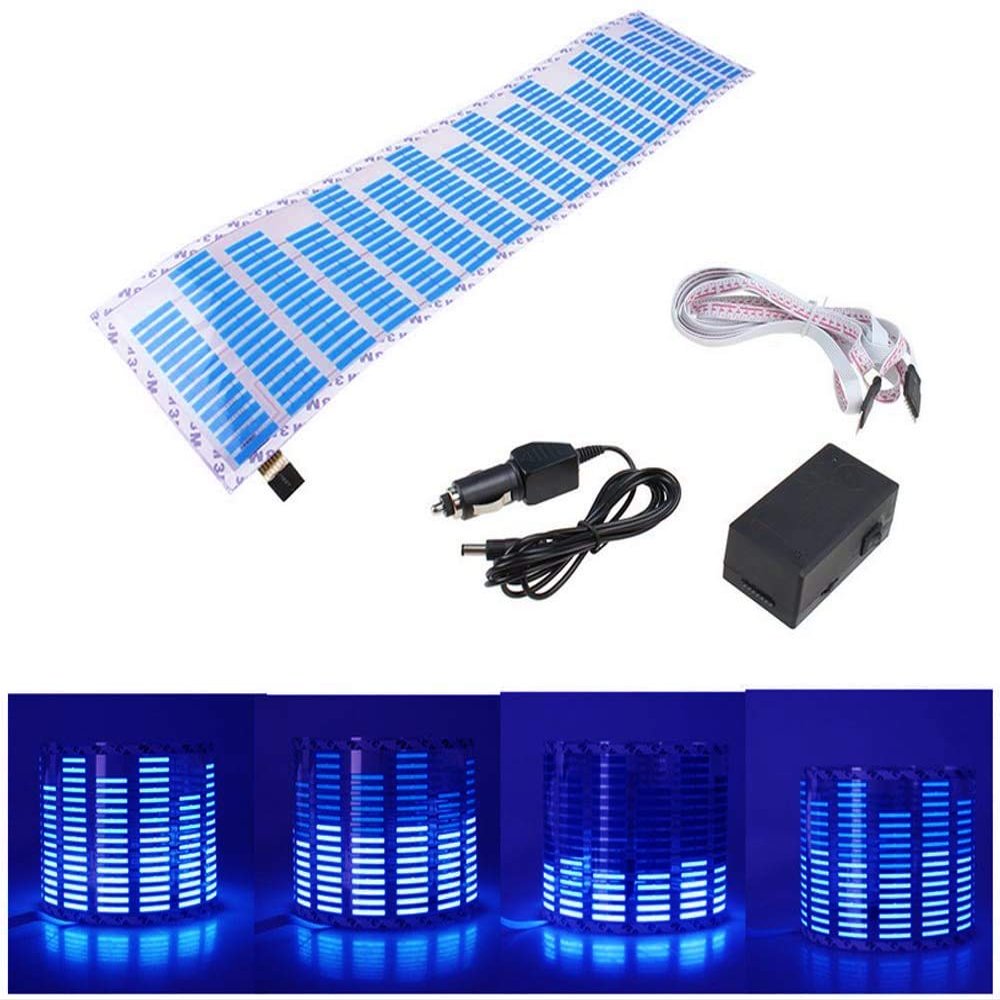 WONFAST Sound Music Beat Activated Car Sticker Equalizer Rhythm Blue Cube LED Flash Light Audio Voice Rhythm Lamp(90x25CM)