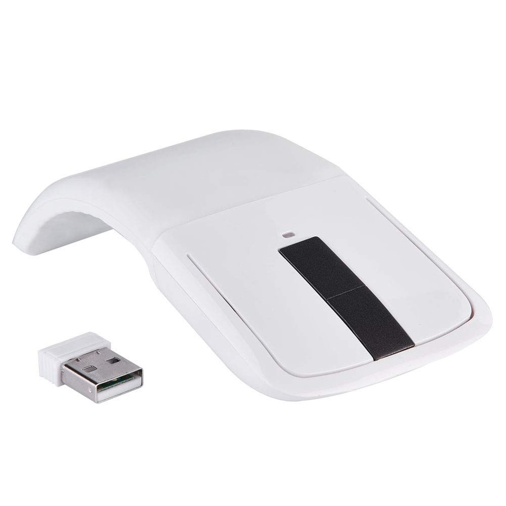 143 Wireless Mouse Folding Mouse Touch Mouse USB Mouse for Microsoft Mouse, Photoelectricity + Touch Scroll, Arc Mouse Mice with USB Receiver for PC/Laptop/MacBook/Smart TV(White)