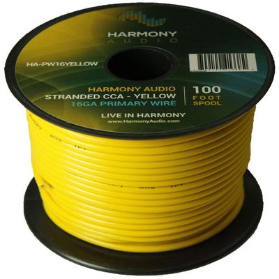 100 Feet Spool Yellow Cable Car Primary 16 Gauge Power or Ground Wire