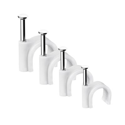 Abnii Cable Clips, 400 Pcs, 4mm 6mm 8mm 10mm, Wire Wall Clips with Steel Nails, Ethernet Cable Clips, Cable Tacks Coax Holder Clips, RG6 RG59 CAT6 RJ45 Cable Cord Clips, White