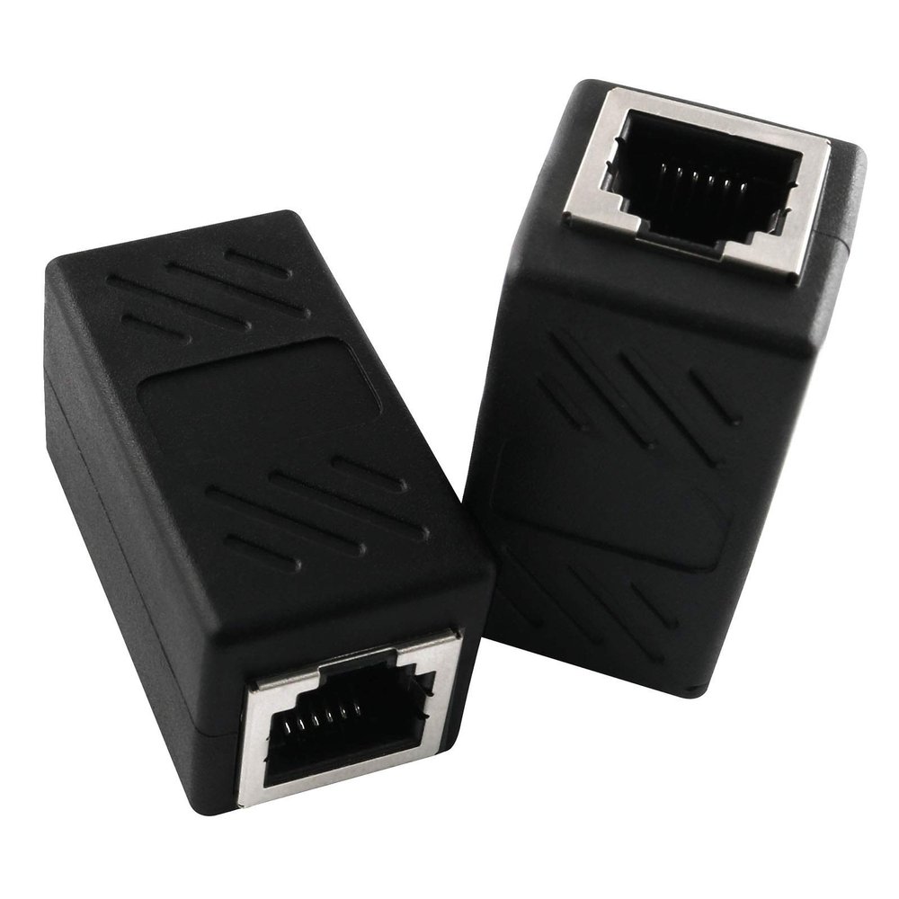 AXLIZER 2PCS RJ11 6P4C Inline Coupler Modular Female to Female Straight Telephone Extension Cable Cord Coupler Adapter Jack, Black