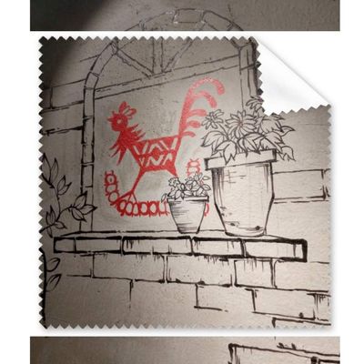 Chinese Paper-Cut Style Red Rooster Potted Mural Cleaning Cloth Phone Screen Glasses Cleaner 5pcs