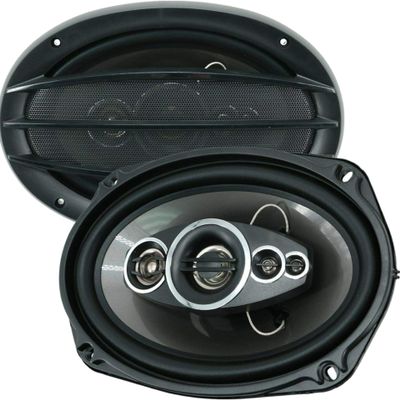 2X Audiobank AB-690 6"x9" 1400 Total Power Handling Watts 5-Way Car Audio Stereo Coaxial Speakers Frequency Response: 45-20,000 Hz MidRange Injection Cone Woofer