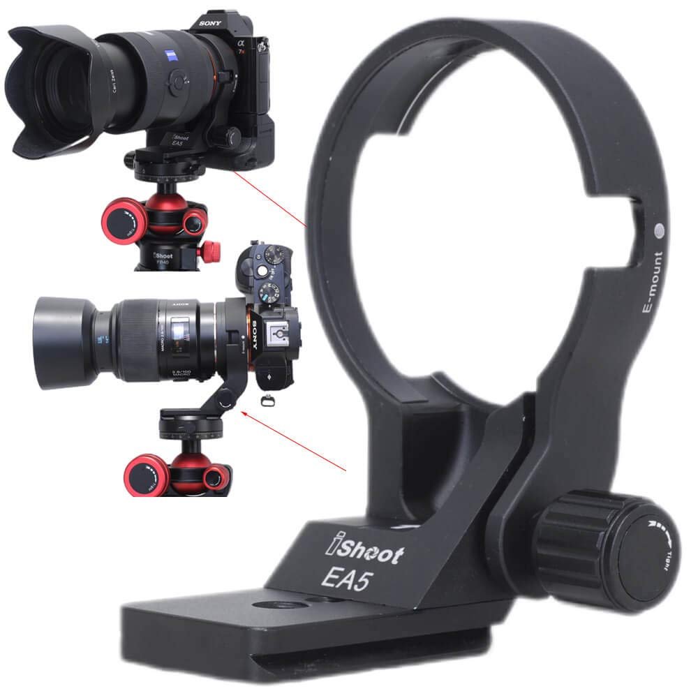 iShoot 66mm Lens Collar Tripod Mount Ring Compatible with Sony LA-EA5 Mount Converter Adapter Ring, Lens Support Holder Bracket Bottom is Arca-Swiss Fit Quick Release Plate Dovetail Groove