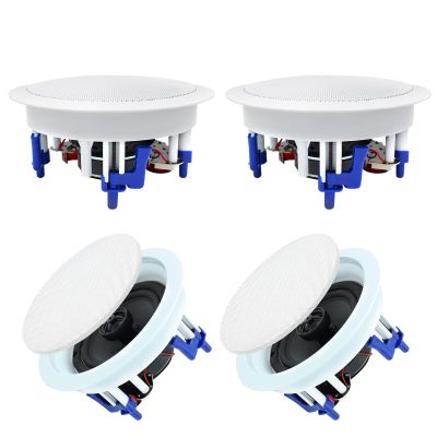 Herdio 5.25 Flush Mount Bluetooth Ceiling Speaker System Max Power 600 Watts Great for Humid Indoor Outdoor, Kitchen,Bedroom,Home Theater,Covered Porches(4 Pcs)