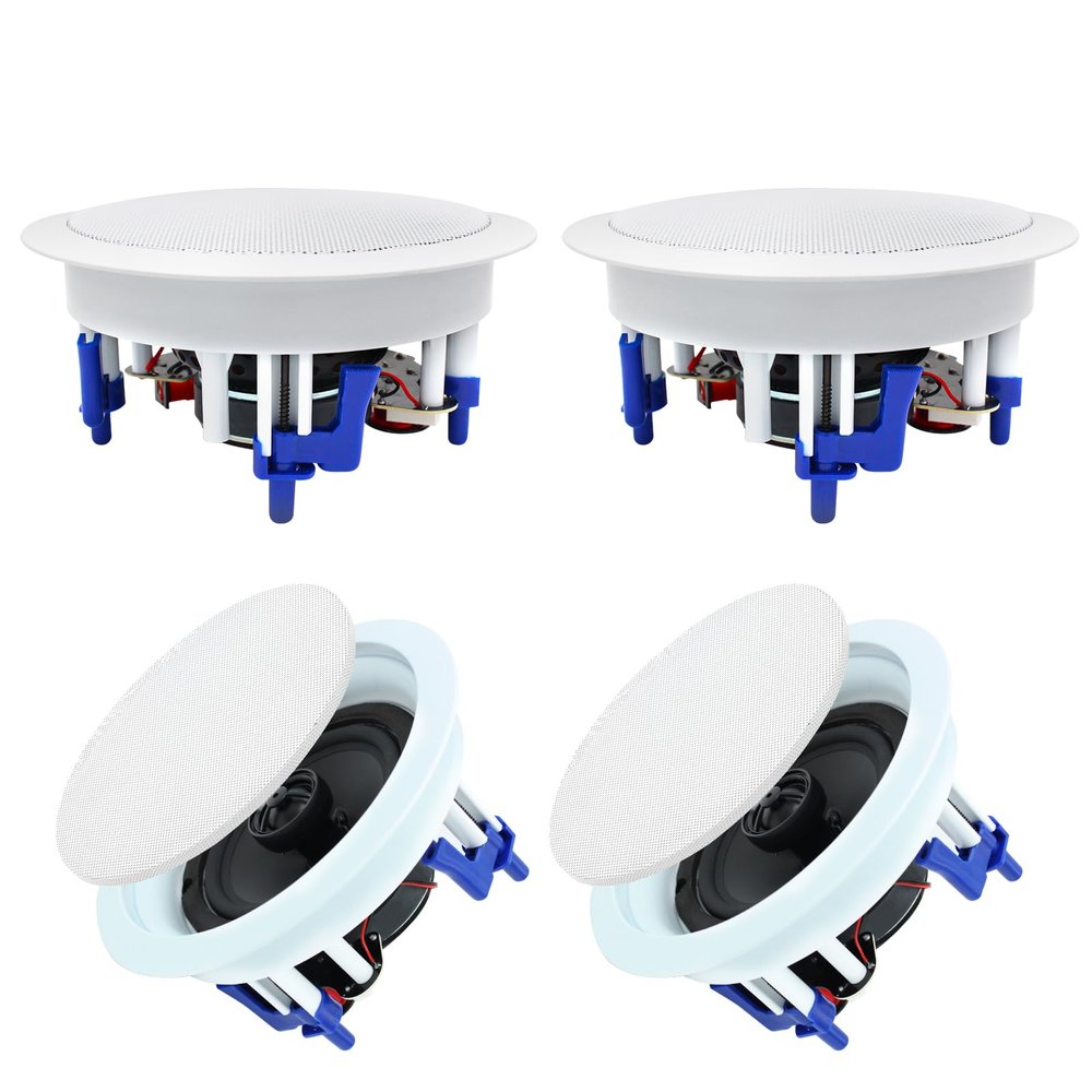 Herdio 5.25 Flush Mount Bluetooth Ceiling Speaker System Max Power 600 Watts Great for Humid Indoor Outdoor, Kitchen,Bedroom,Home Theater,Covered Porches(4 Pcs)