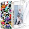 iPod Touch 7th Generation Case with 2 Screen Protectors, IDWELL Slim Anti-Scratch Flexible Soft TPU Bumper Protective Case for iPod Touch 5/6/7th, Graffiti Art view 1