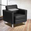 BizChair Black LeatherSoft Tablet Arm Chair, Tall Chrome Legs and Cup Holder view 1
