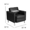 BizChair Black LeatherSoft Tablet Arm Chair, Tall Chrome Legs and Cup Holder view 2