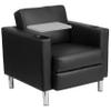 BizChair Black LeatherSoft Tablet Arm Chair, Tall Chrome Legs and Cup Holder view 3