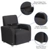 BizChair Black LeatherSoft Tablet Arm Chair, Tall Chrome Legs and Cup Holder view 4