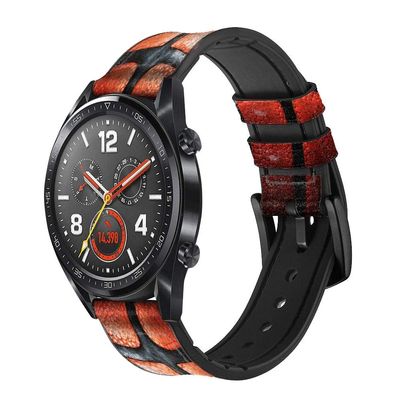 CA0366 Basketball Leather Smart Watch Band Strap for Wristwatch Smartwatch Smart Watch Size (24mm)