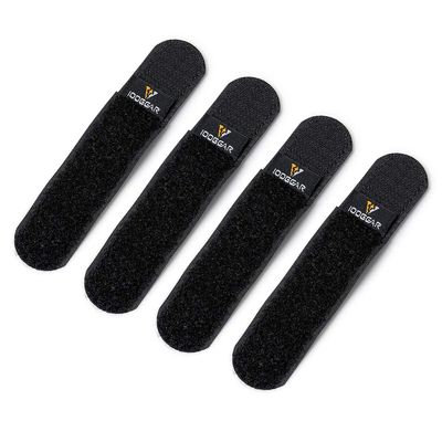 IDOGEAR Tactical Fastening Binding Strap Hook & Loop Reusable Strap (Black, Small(4 pcs)