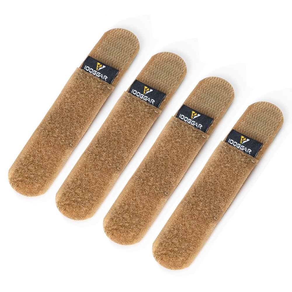 IDOGEAR Tactical Fastening Binding Strap Hook & Loop Reusable Strap (Coyote Brown, Small(4 pcs)