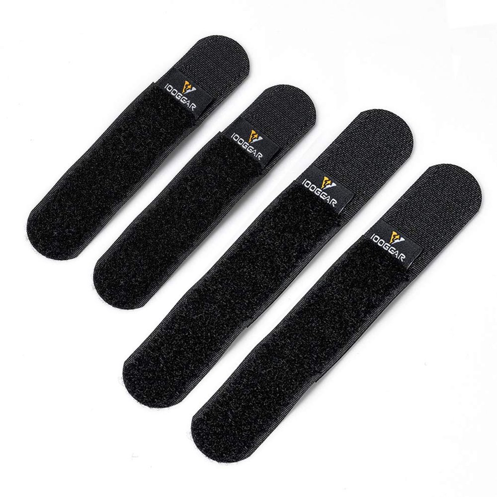 IDOGEAR Tactical Fastening Binding Strap Hook & Loop Reusable Strap (Black, Small(2 pcs)+Medium(2 pcs)