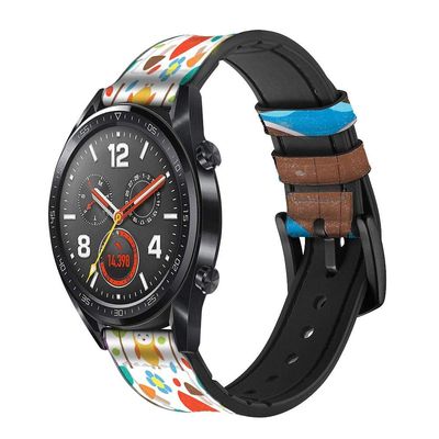 CA0357 Cute Nerd Owl Cartoon Leather & Silicone Smart Watch Band Strap for Wristwatch Smartwatch Smart Watch Size (20mm)