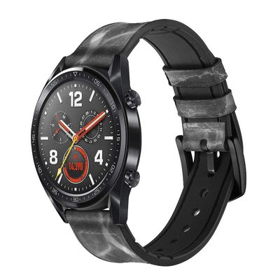 CA0360 Black Marble Graphic Printed Leather Smart Watch Band Strap for Wristwatch Smartwatch Smart Watch Size (18mm)
