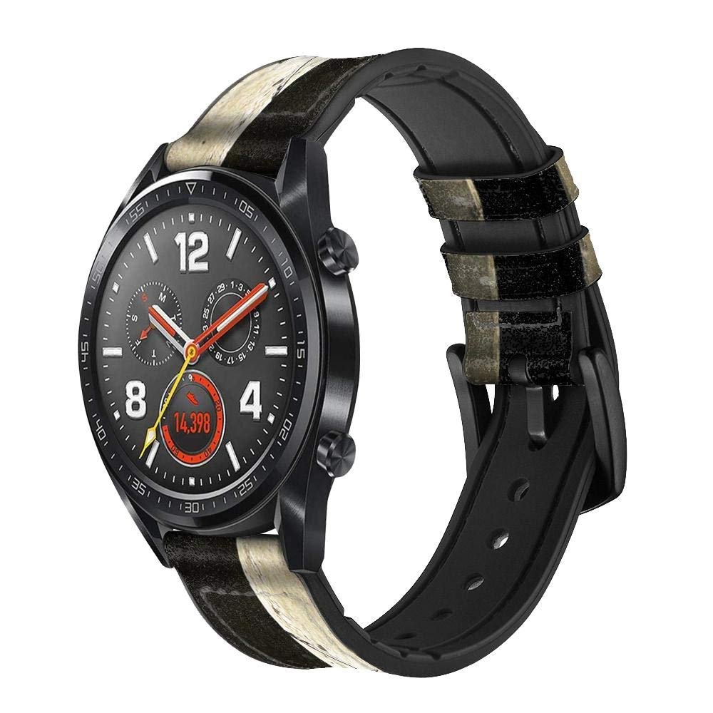 CA0398 Spartan Warrior Helmet Leather & Silicone Smart Watch Band Strap for Wristwatch Smartwatch Smart Watch Size (20mm)