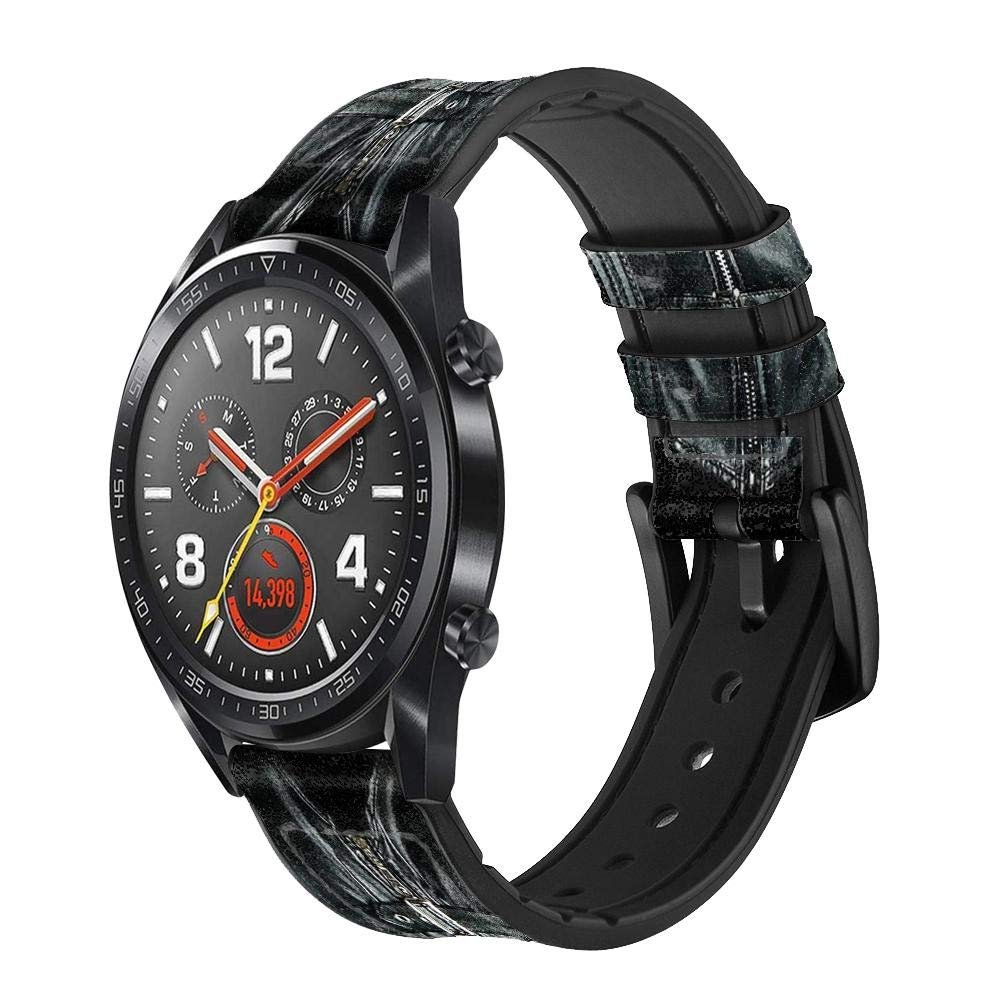 CA0190 Gothic Corset Black Leather Smart Watch Band Strap for Wristwatch Smartwatch Smart Watch Size (24mm)