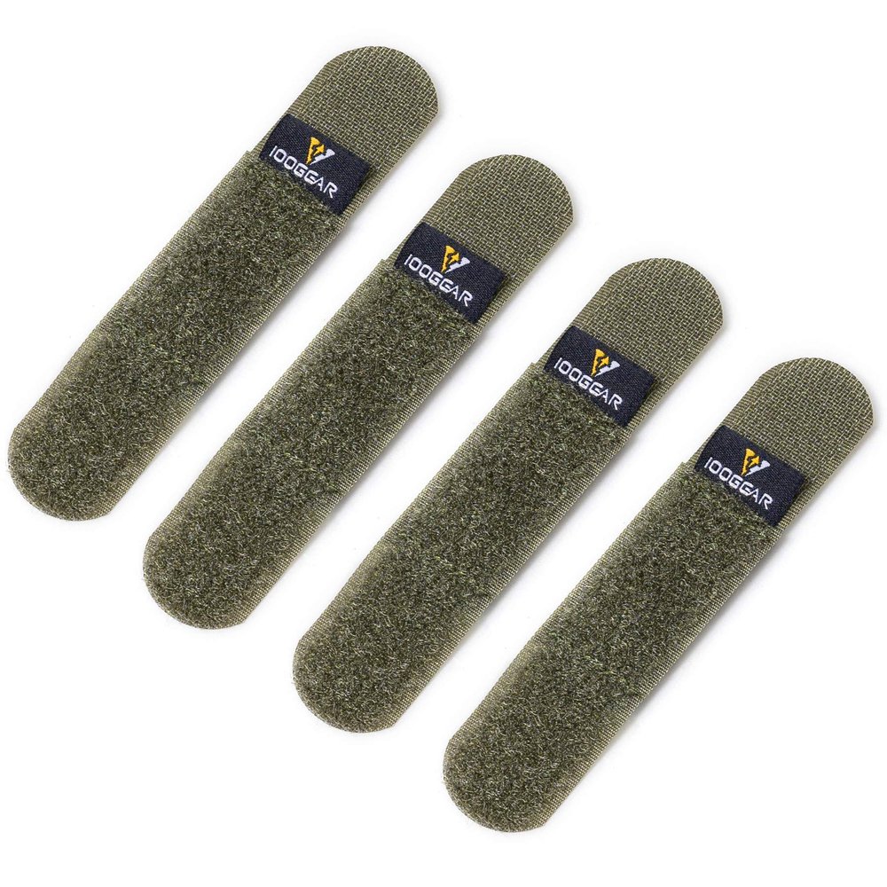 IDOGEAR Tactical Fastening Binding Strap Hook & Loop Reusable Strap (Ranger Green, Medium(4 pcs)
