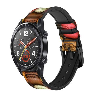 CA0009 Macarons Leather & Silicone Smart Watch Band Strap for Wristwatch Smartwatch Smart Watch Size (22mm)