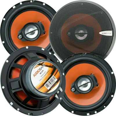 4X Audiobank AB674 6.5-Inch 600 Watts Peak Power Handling 3-Way G-Series Car Audio Stereo Coaxial Speakers with Grill Polypropylene with MICA Cone Woofer 4 Ohms