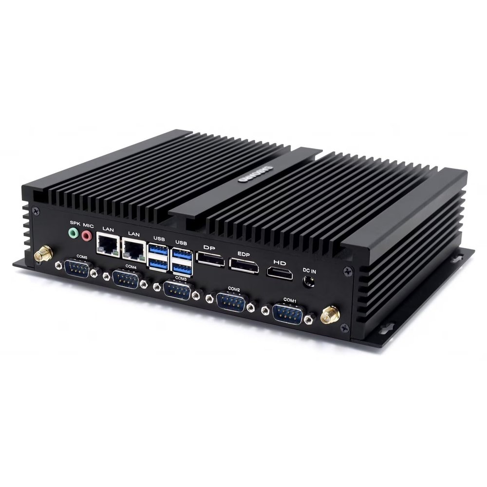 BASOARO Industrial Mini PC, Fanless PC Win 11 Pro, Fanless Industrial Mini PC i7 8550U, 16GB DDR4 RAM 256GB SSD, 2 RJ45 LAN, LPT Port, DP EDP HD Triple Displays, 6RS232 COM, Dual Band WiFi, BT