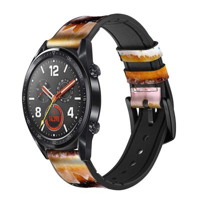 CA0316 Fancy Sweet Donuts Leather & Silicone Smart Watch Band Strap for Wristwatch Smartwatch Smart Watch Size (22mm)
