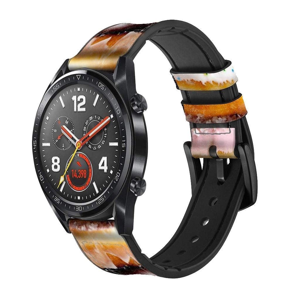 CA0316 Fancy Sweet Donuts Leather & Silicone Smart Watch Band Strap for Wristwatch Smartwatch Smart Watch Size (22mm)