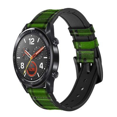 CA0289 Tartan Green Pattern Leather & Silicone Smart Watch Band Strap for Wristwatch Smartwatch Smart Watch Size (20mm)