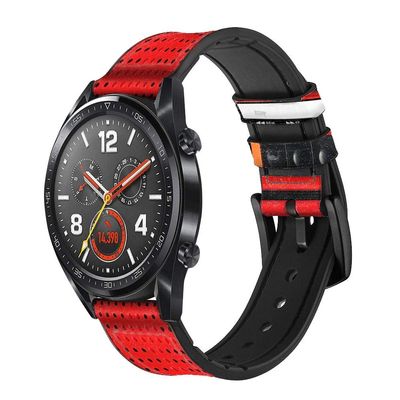 CA0611 Red Cassette Recorder Graphic Leather & Silicone Smart Watch Band Strap for Wristwatch Smartwatch Smart Watch Size (20mm)