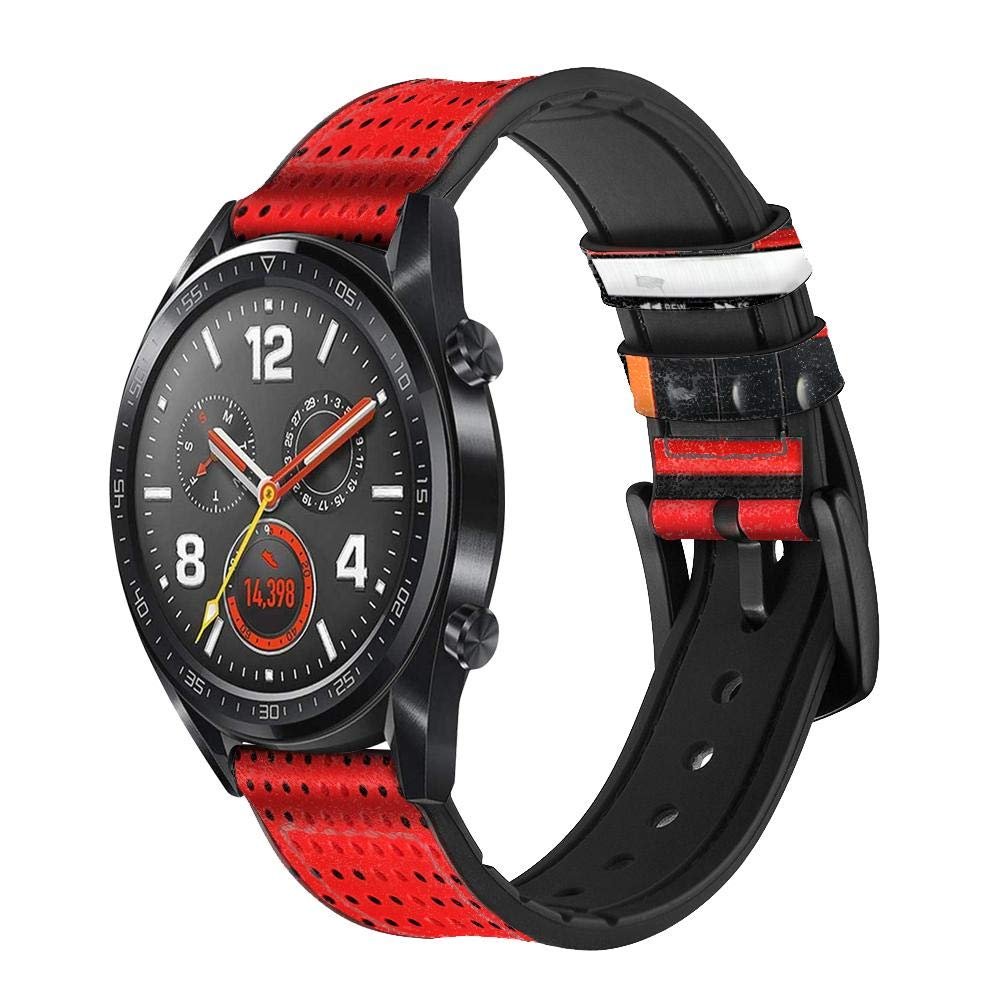 CA0611 Red Cassette Recorder Graphic Leather & Silicone Smart Watch Band Strap for Wristwatch Smartwatch Smart Watch Size (20mm)
