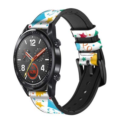 CA0637 Carnival Pattern Leather & Silicone Smart Watch Band Strap for Wristwatch Smartwatch Smart Watch Size (22mm)