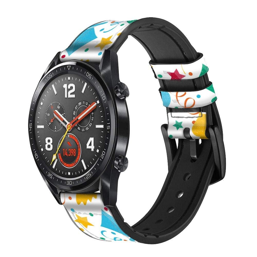 CA0637 Carnival Pattern Leather & Silicone Smart Watch Band Strap for Wristwatch Smartwatch Smart Watch Size (22mm)