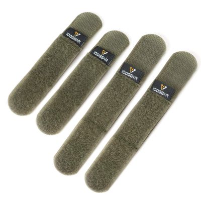 IDOGEAR Tactical Fastening Binding Strap Hook & Loop Reusable Strap (Ranger Green, Small(2 pcs)+Medium(2 pcs)
