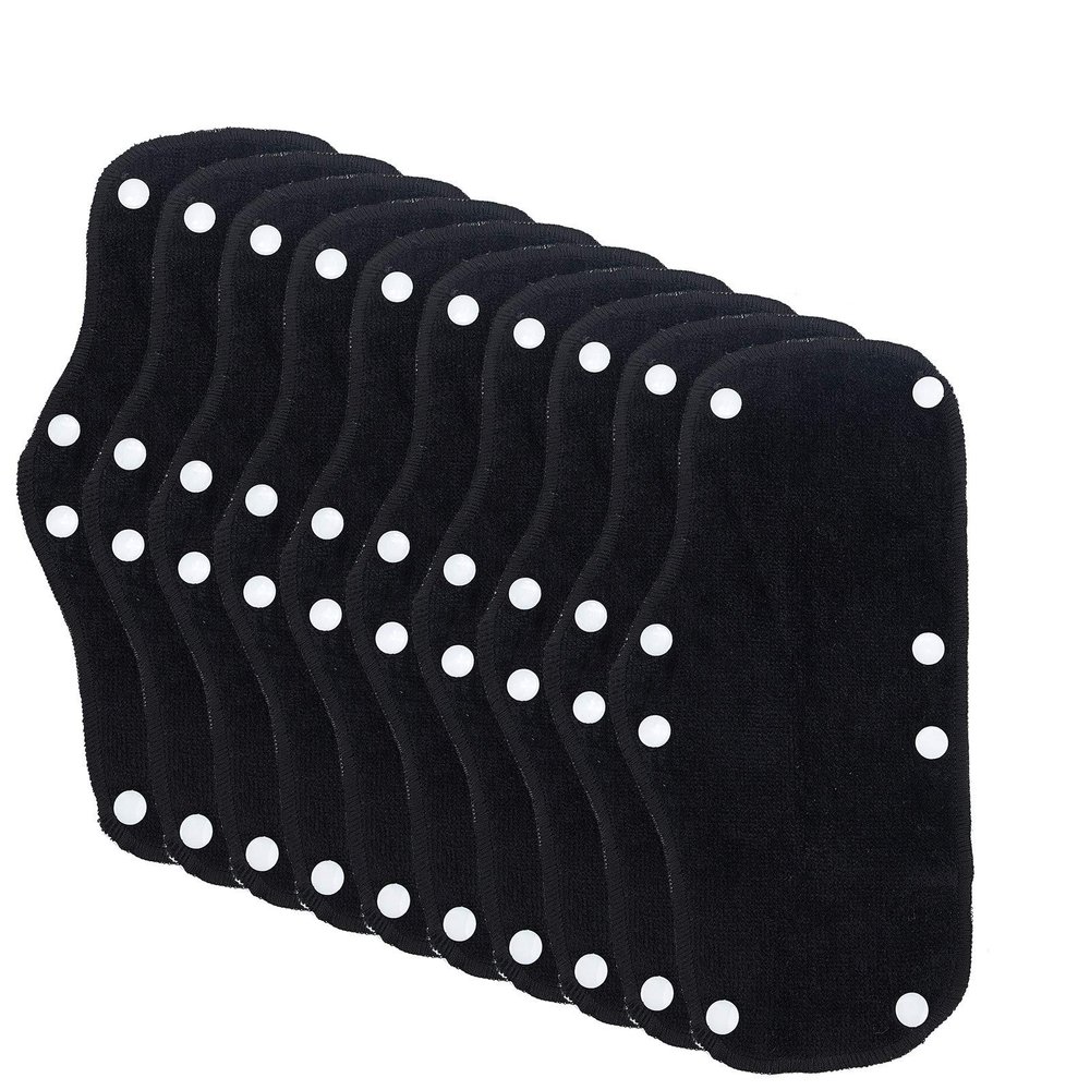 GORGECRAFT 10PCS Black Cotton Washable Hard Hat Sweatband Reusable Snap-On Sweatband Hard Hat Liner for Safety Accessories