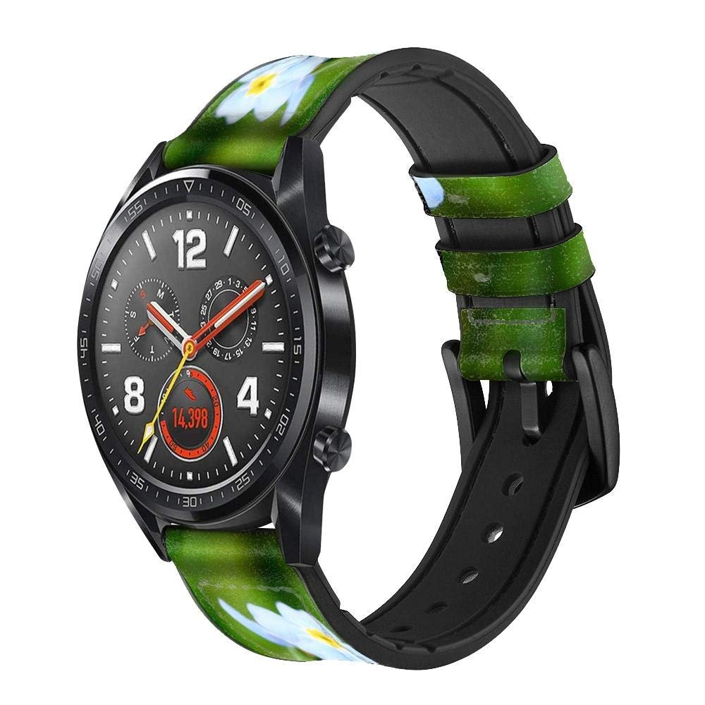 CA0202 Forget Me Not Leather & Silicone Smart Watch Band Strap for Wristwatch Smartwatch Smart Watch Size (22mm)