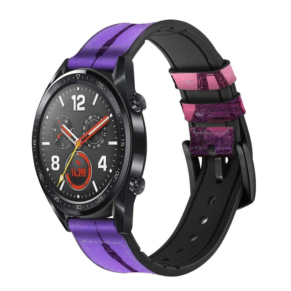 CA0745 Eiffel Paris Sunset Leather & Silicone Smart Watch Band Strap for Wristwatch Smartwatch Smart Watch Size (20mm)