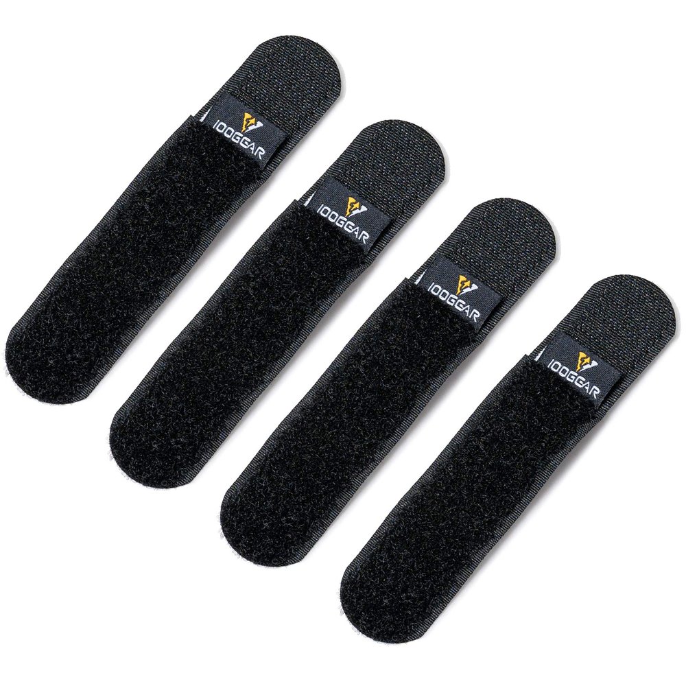 IDOGEAR Tactical Fastening Binding Strap Hook & Loop Reusable Strap (Black, Medium(4 pcs)