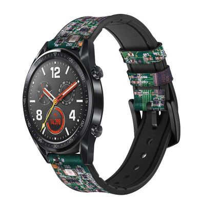 CA0808 Electronics Circuit Board Graphic Leather Smart Watch Band Strap for Wristwatch Smartwatch Smart Watch Size (18mm)