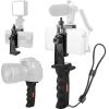 Vlogging Holder, Cell Phone Camera Handle Grip Stabilizer, Ergonomic Phone Video Stabilizer, Handheld Selfie Stick Smartphone Holder with Cold Shoe Mount for Mic/Flash Light, Wrist Strap view 1