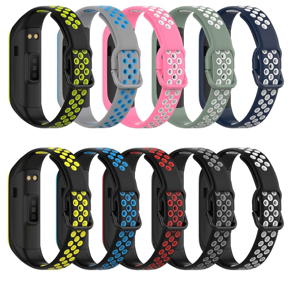 Bands Compatible with Samsung Galaxy Fit 2 Wristbands Two-Toned Silicone Colourful Breathable Bracelet Strap Band for Galaxy Fit 2 SM-R220 Fitness Smartwatch for Men Women