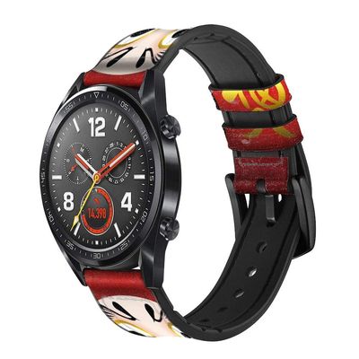 CA0461 Japan Daruma Doll Leather Smart Watch Band Strap for Wristwatch Smartwatch Smart Watch Size (18mm)