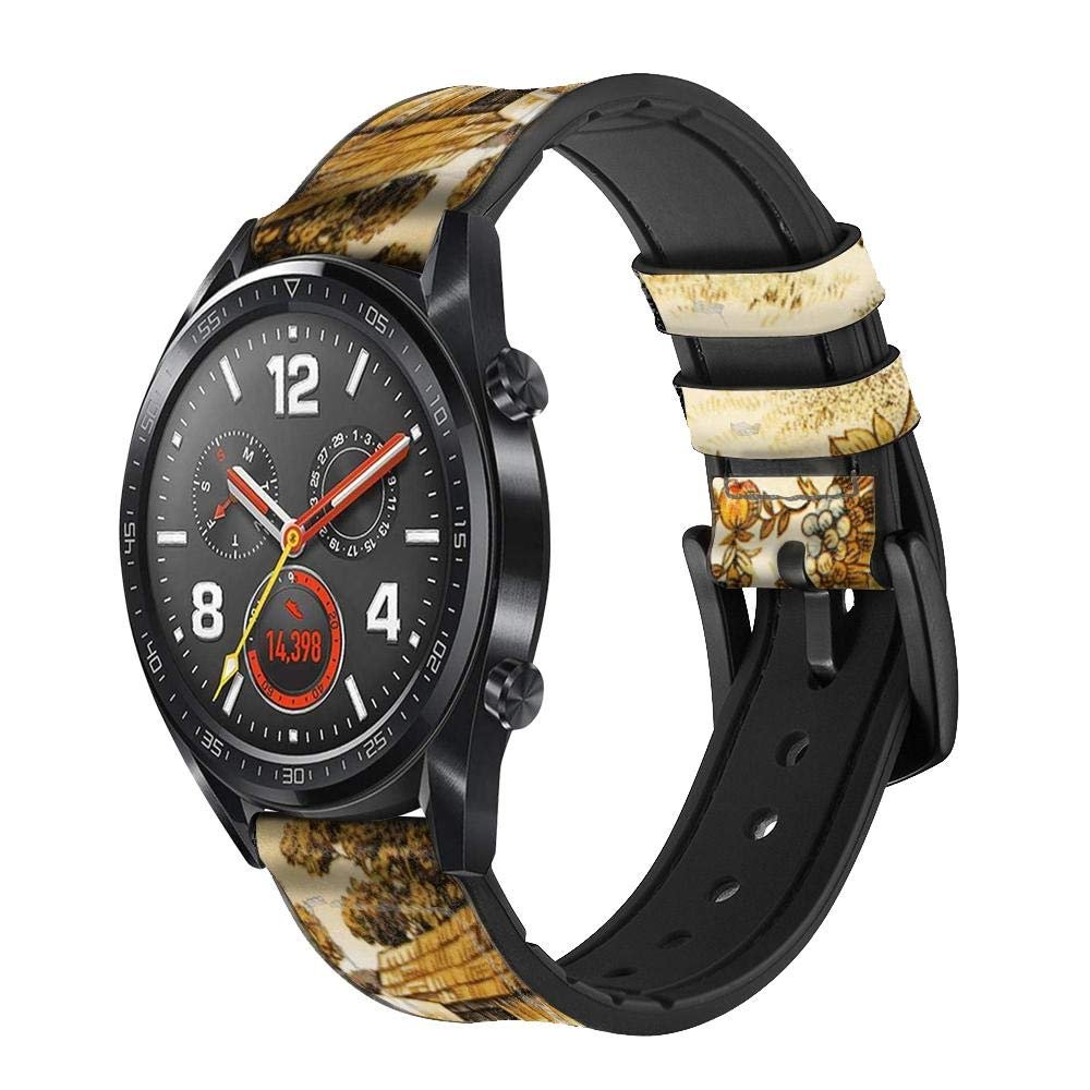 CA0238 French Country Chicken Leather & Silicone Smart Watch Band Strap for Wristwatch Smartwatch Smart Watch Size (20mm)