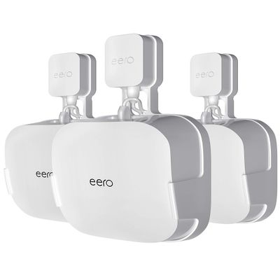 COOLWUFAN Wall Mount Holder for eero Pro 6/6E Home WiFi System - Simple and Sturdy Stand Bracket for Tri-Band Mesh Wi-Fi 6 System (White, 3 Pack)