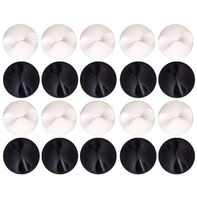 Hemobllo 20pcs Desktop Cord Holders Cable Clips for Organizing Cords USB Wires and Power Cables Smooth Random Colors for Use