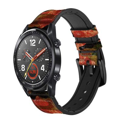 CA0696 Camouflage Blood Splatter Leather Smart Watch Band Strap for Wristwatch Smartwatch Smart Watch Size (18mm)